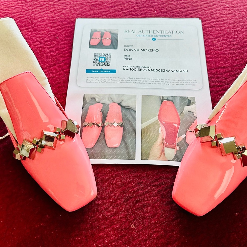 Christian Louboutin Pink and Silver Flats with Modern Design